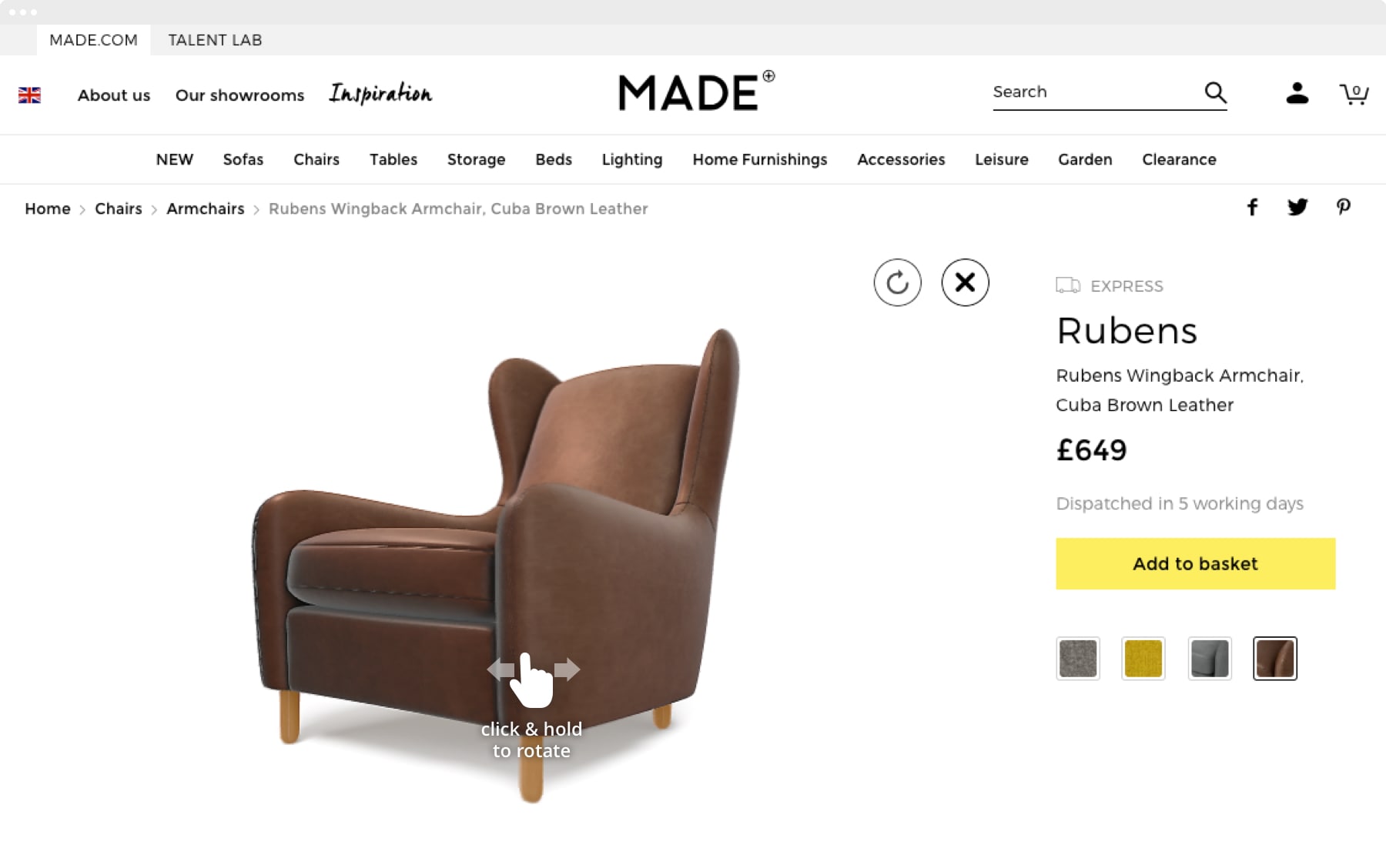 made furniture as a 3D product